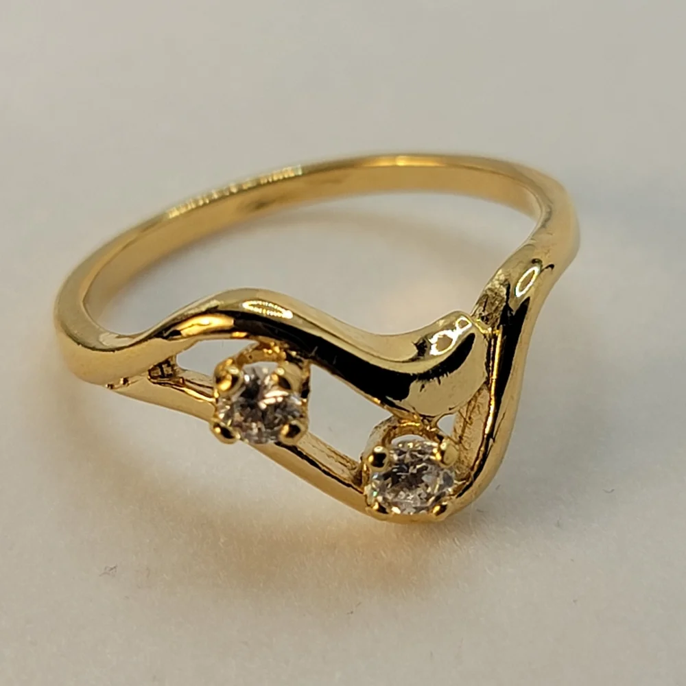 Vintage Ring Signed COP 92 Gold Plated CZ Diamonds Size 9 Castings on Parade